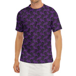 Purple And Black Halloween Skull Print Men's Short Sleeve Rash Guard