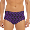 Purple And Black Halloween Skull Print Men's Triangle Swim Briefs
