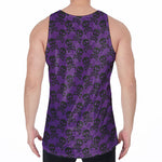 Purple And Black Halloween Skull Print Men's Velvet Tank Top