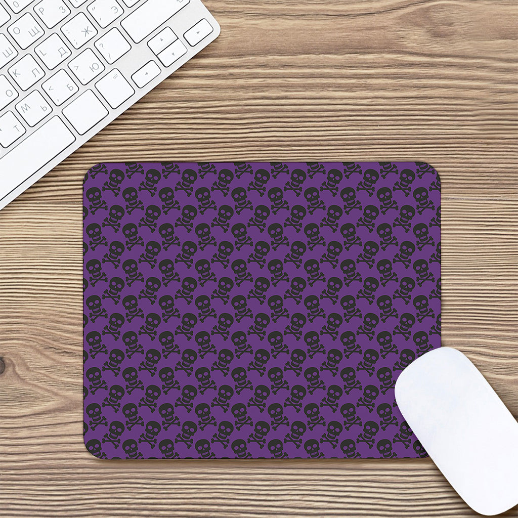 Purple And Black Halloween Skull Print Mouse Pad