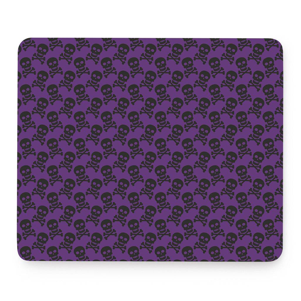 Purple And Black Halloween Skull Print Mouse Pad