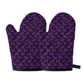 Purple And Black Halloween Skull Print Oven Mitts