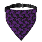 Purple And Black Halloween Skull Print Over The Collar Dog Bandana