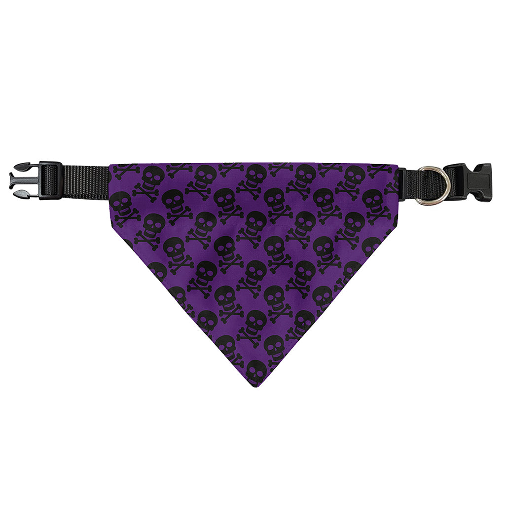 Purple And Black Halloween Skull Print Over The Collar Dog Bandana