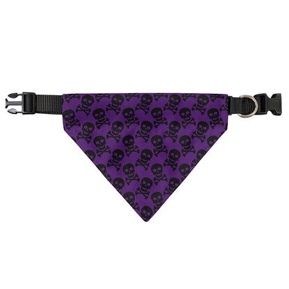 Purple And Black Halloween Skull Print Over The Collar Dog Bandana