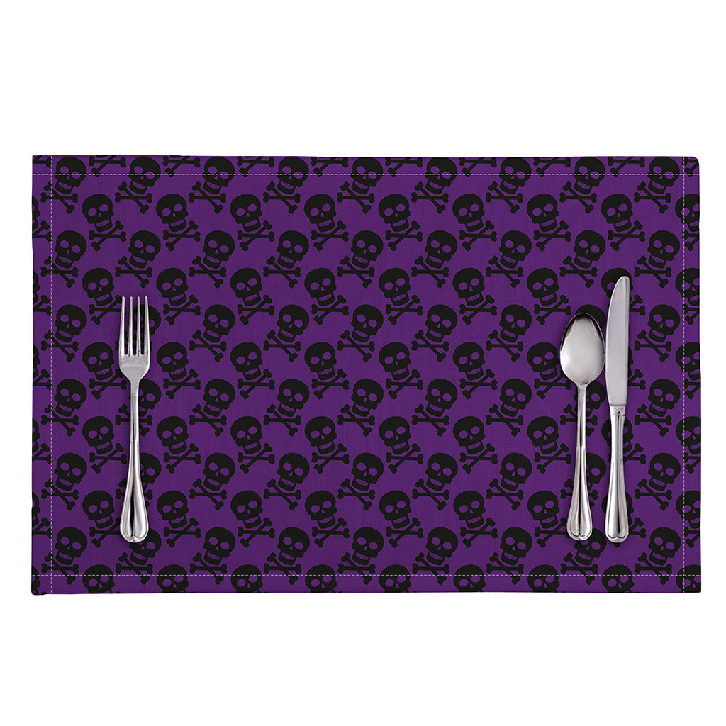 Purple And Black Halloween Skull Print Placemat