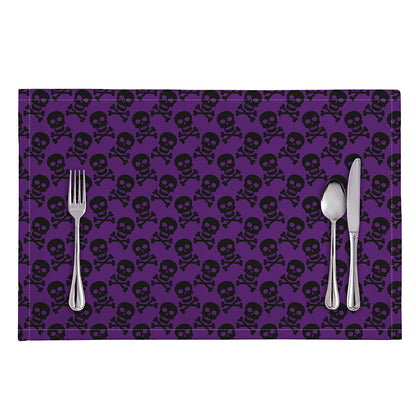 Purple And Black Halloween Skull Print Placemat