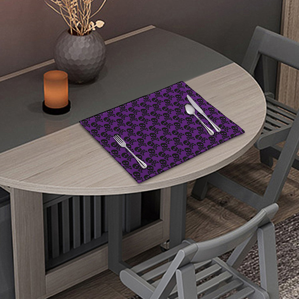 Purple And Black Halloween Skull Print Placemat
