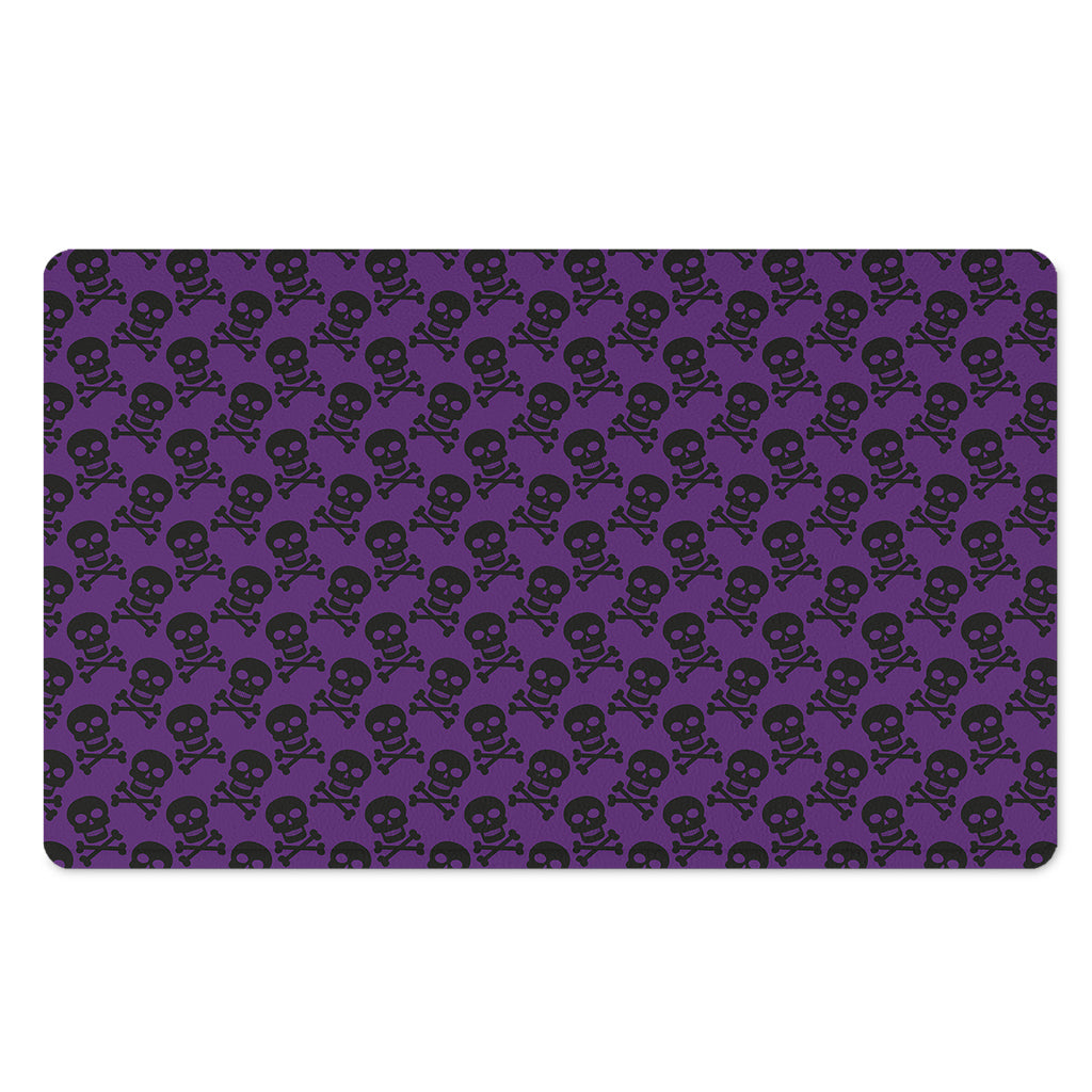 Purple And Black Halloween Skull Print Polyester Doormat