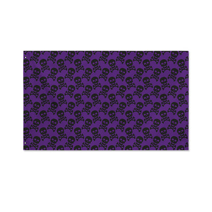Purple And Black Halloween Skull Print Polyester Flag