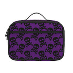 Purple And Black Halloween Skull Print Portable Lunch Bag