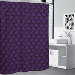 Purple And Black Halloween Skull Print Premium Shower Curtain