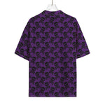 Purple And Black Halloween Skull Print Rayon Hawaiian Shirt