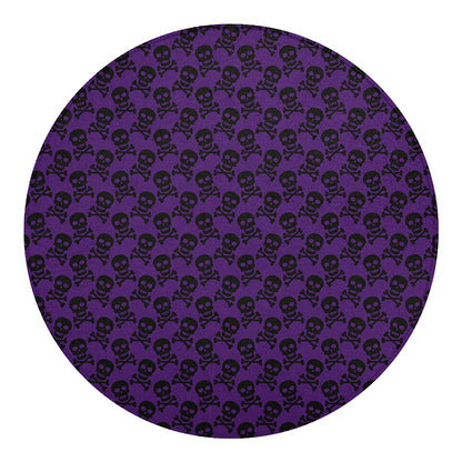 Purple And Black Halloween Skull Print Round Blanket