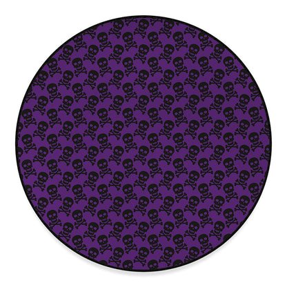 Purple And Black Halloween Skull Print Round Floor Mat