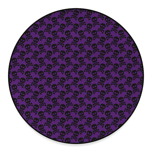 Purple And Black Halloween Skull Print Round Floor Mat