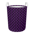 Purple And Black Halloween Skull Print Round Laundry Basket