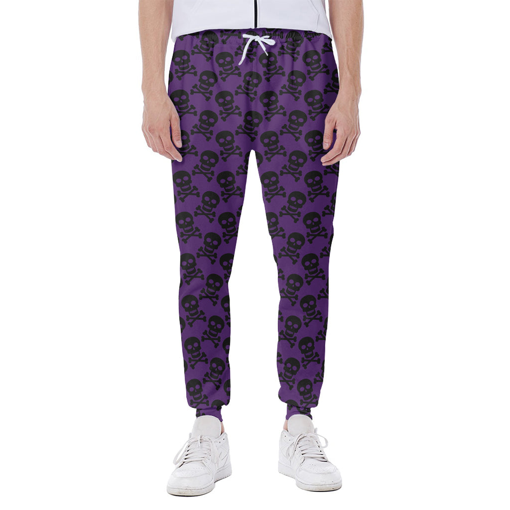 Purple And Black Halloween Skull Print Scuba Joggers