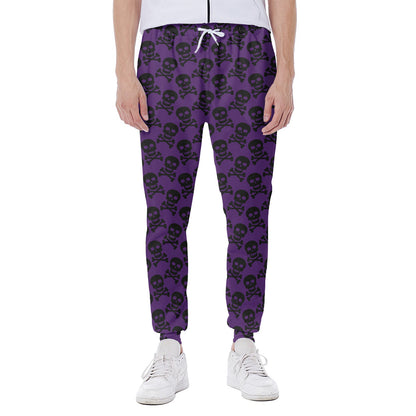 Purple And Black Halloween Skull Print Scuba Joggers