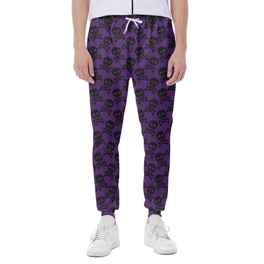 Purple And Black Halloween Skull Print Scuba Joggers
