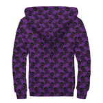Purple And Black Halloween Skull Print Sherpa Lined Zip Up Hoodie