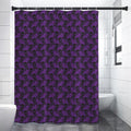 Purple And Black Halloween Skull Print Shower Curtain