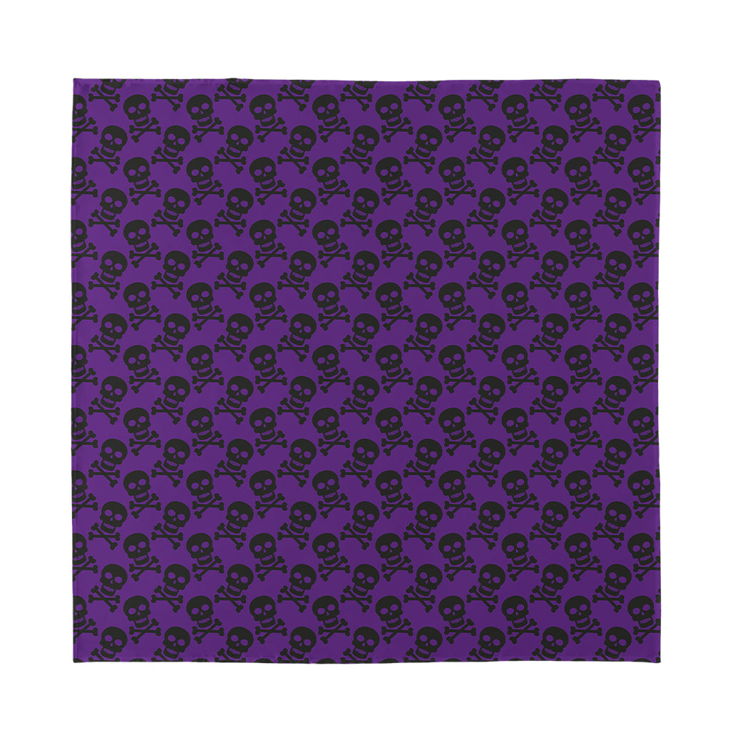 Purple And Black Halloween Skull Print Silk Bandana
