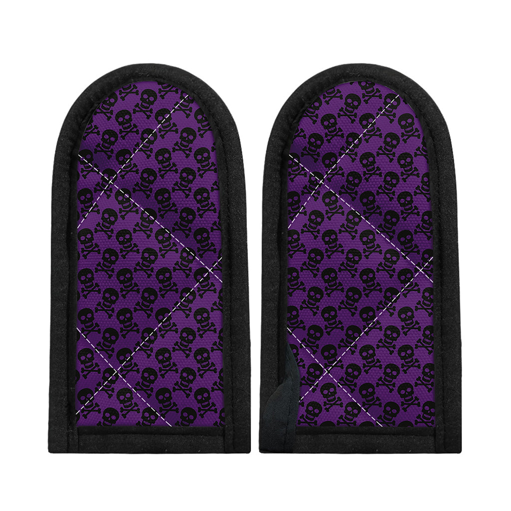 Purple And Black Halloween Skull Print Skillet Handle Cover
