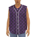 Purple And Black Halloween Skull Print Sleeveless Baseball Jersey