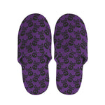 Purple And Black Halloween Skull Print Slippers