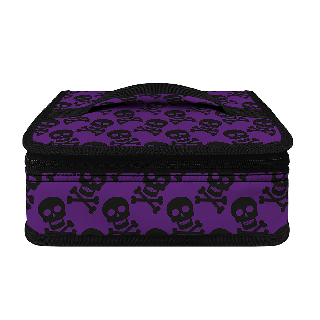 Purple And Black Halloween Skull Print Small Lunch Bag