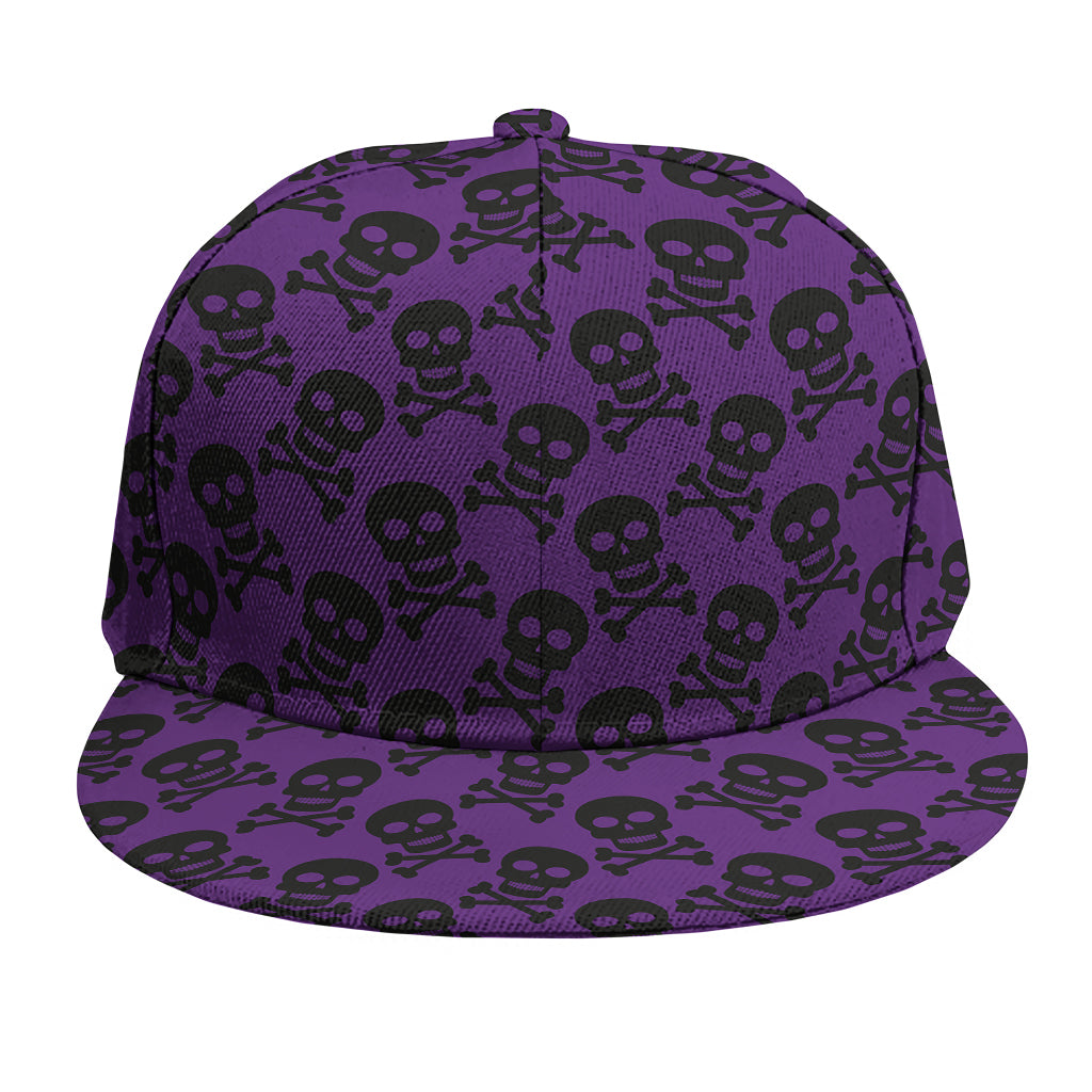 Purple And Black Halloween Skull Print Snapback Cap