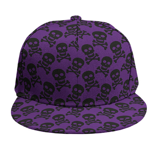 Purple And Black Halloween Skull Print Snapback Cap