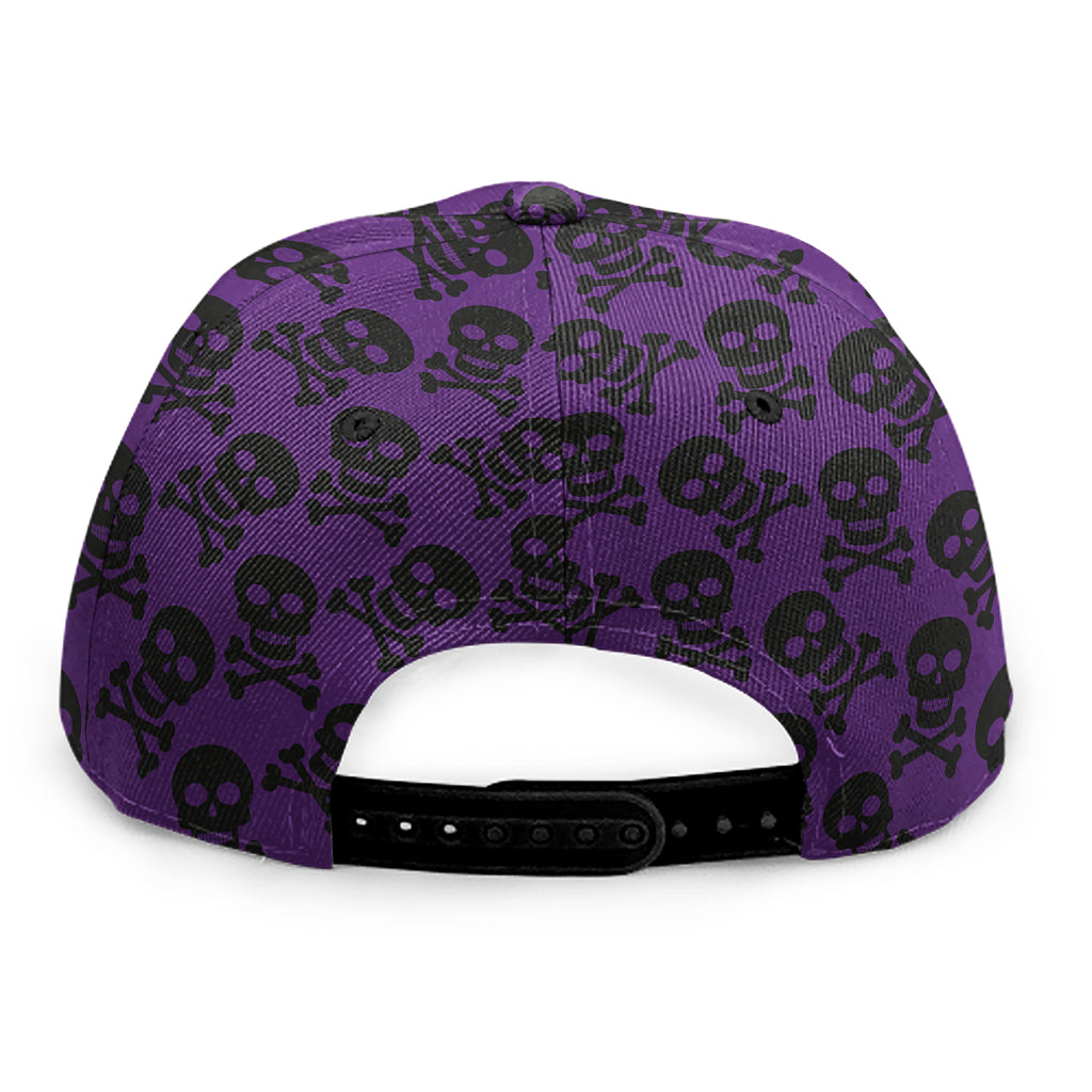 Purple And Black Halloween Skull Print Snapback Cap