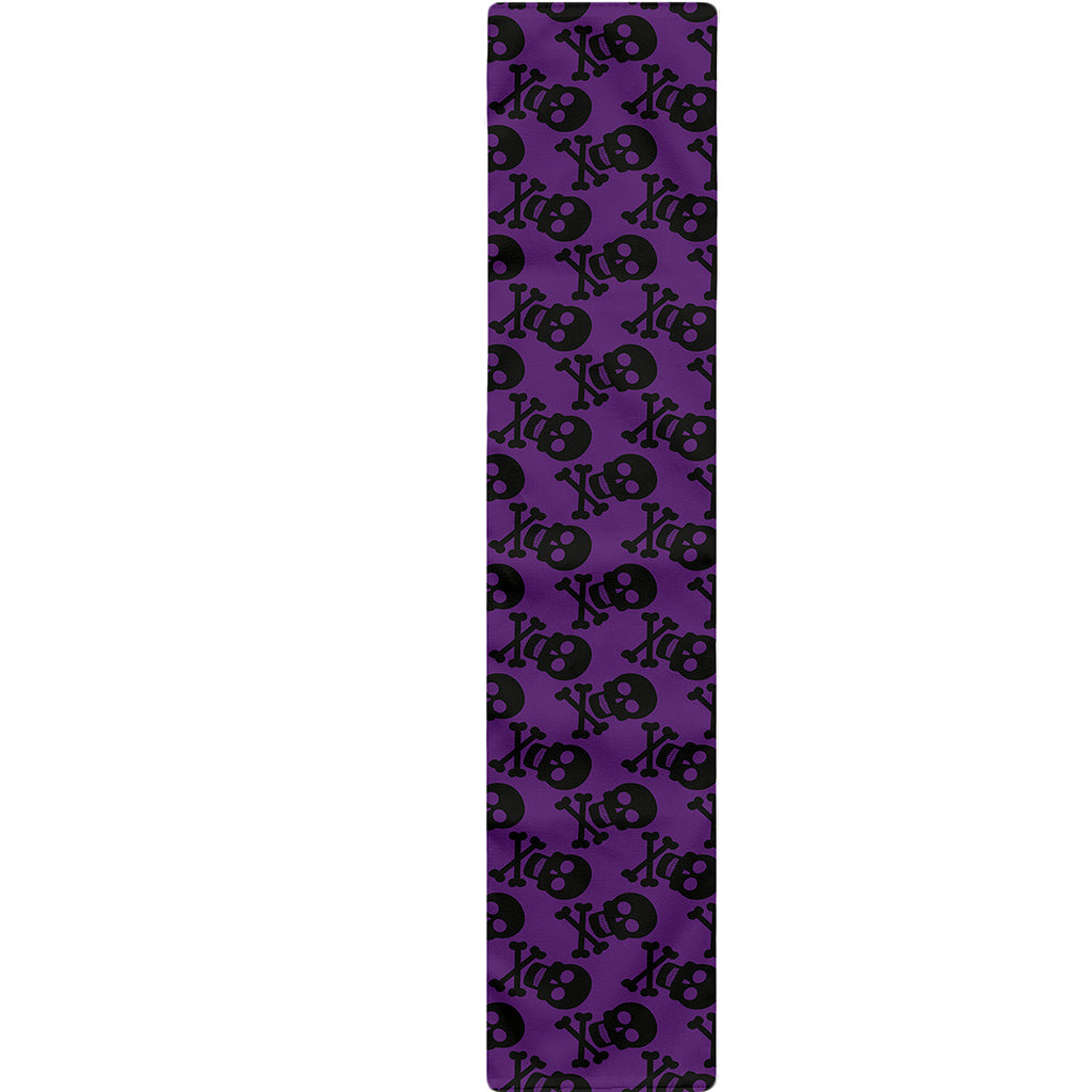 Purple And Black Halloween Skull Print Table Runner