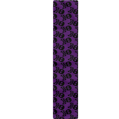 Purple And Black Halloween Skull Print Table Runner