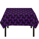 Purple And Black Halloween Skull Print Tablecloth