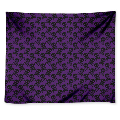 Purple And Black Halloween Skull Print Tapestry