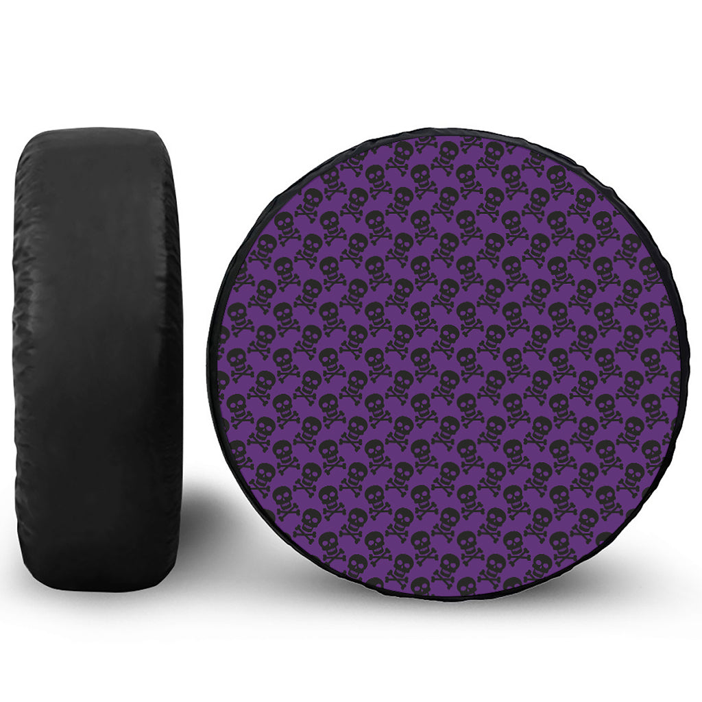 Purple And Black Halloween Skull Print Tire Cover
