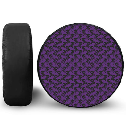 Purple And Black Halloween Skull Print Tire Cover
