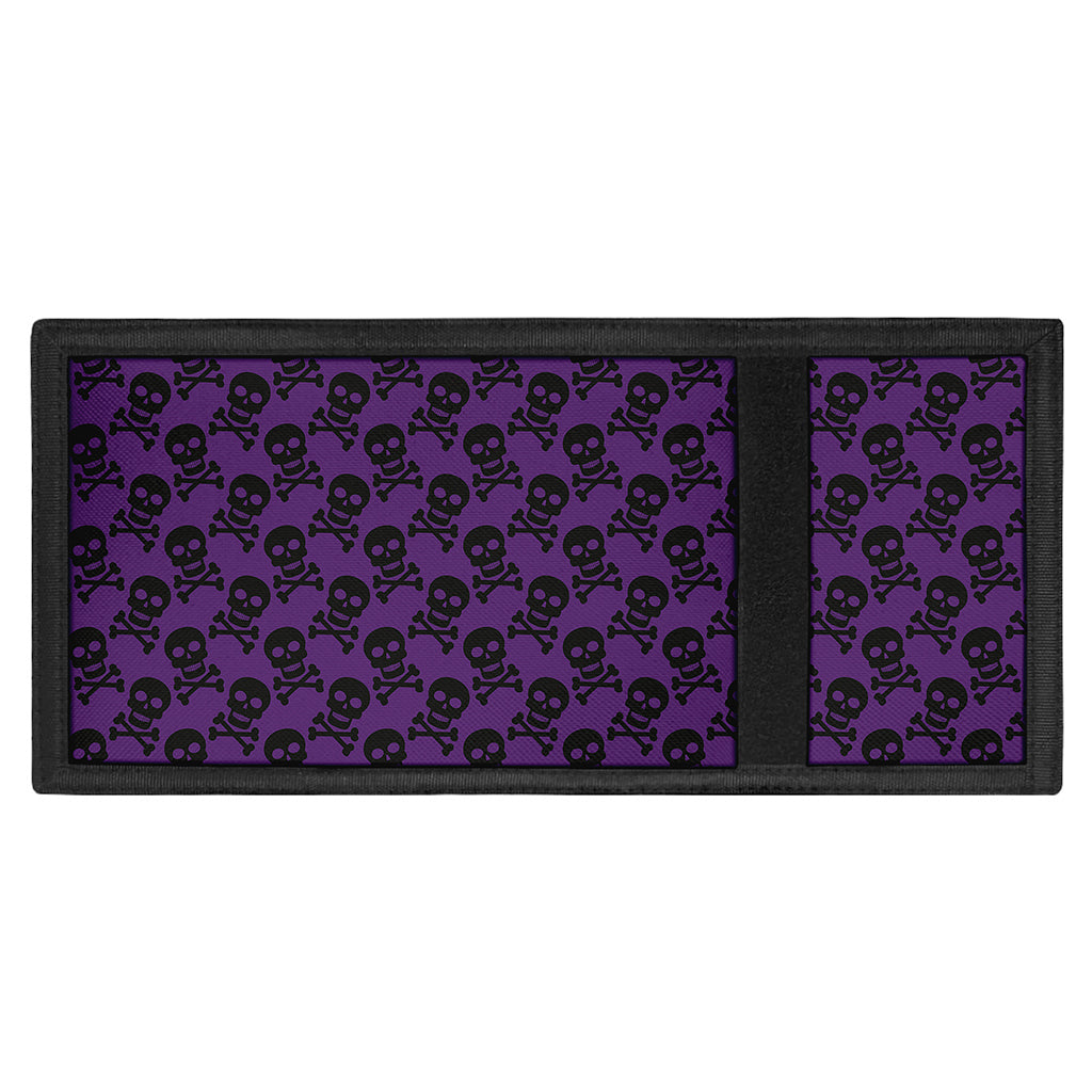 Purple And Black Halloween Skull Print Trifold Wallet