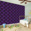 Purple And Black Halloween Skull Print Wall Sticker