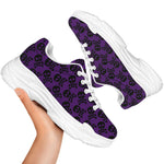 Purple And Black Halloween Skull Print White Chunky Shoes