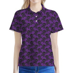 Purple And Black Halloween Skull Print Women's Polo Shirt
