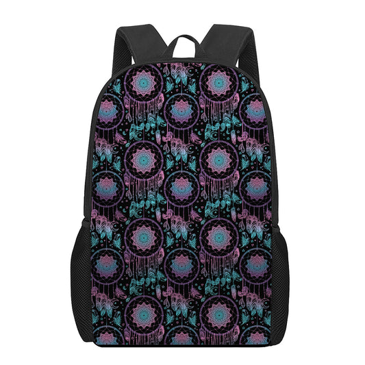 Purple And Blue Dream Catcher Print 17 Inch Backpack