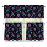 Purple And Blue Dream Catcher Print 3 Piece Kitchen Curtains