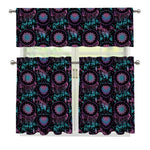 Purple And Blue Dream Catcher Print 3 Piece Kitchen Curtains