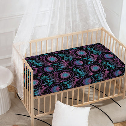 Purple And Blue Dream Catcher Print Baby Crib Sheet