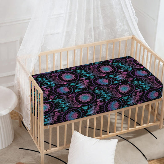 Purple And Blue Dream Catcher Print Baby Crib Sheet