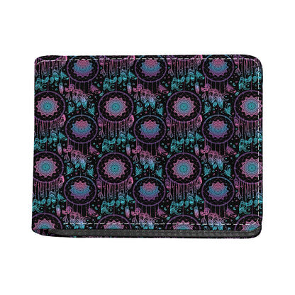 Purple And Blue Dream Catcher Print Bifold Wallet